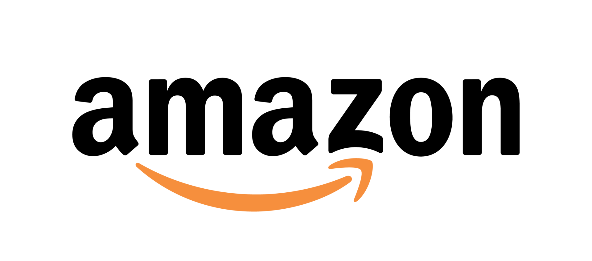 Amazon logo with a black background and orange arrow.